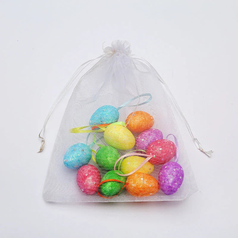 Colorful, hand-painted DIY Easter egg ornaments made of durable plastic for festive holiday decor