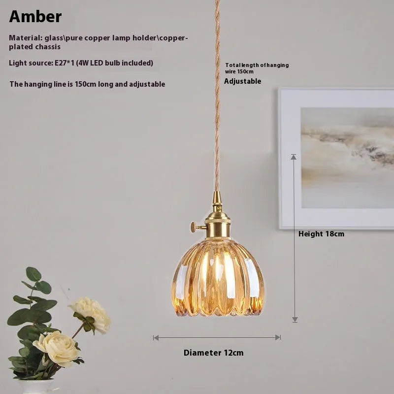 Nordic style glass flower chandelier in bedroom setting with multiple colour options