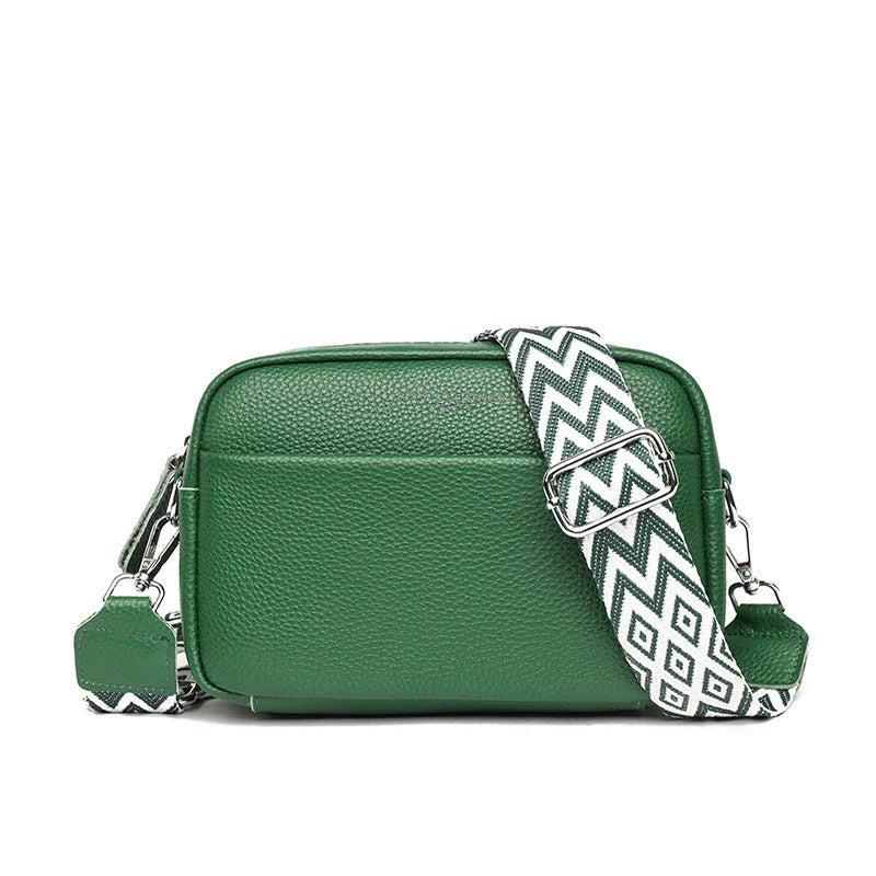 Fashionable crossbody bag with stylish rhombus embroidered shoulder strap in various color options