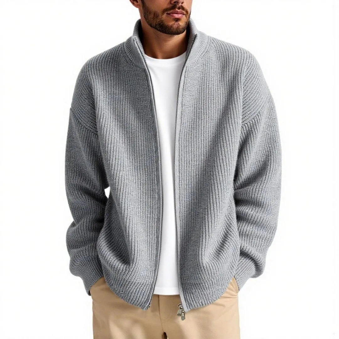 Men's loose cardigan sweater coat in chemical fibre blend available in five colours