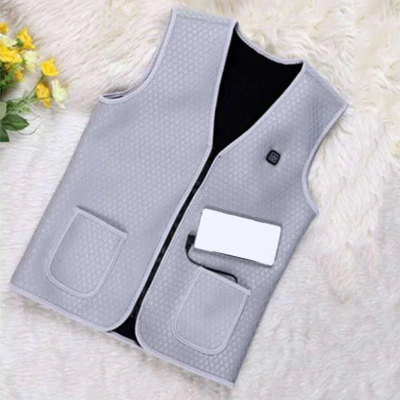 Versatile heated vest with adjustable temperature control and durable polyester construction for outdoor activities