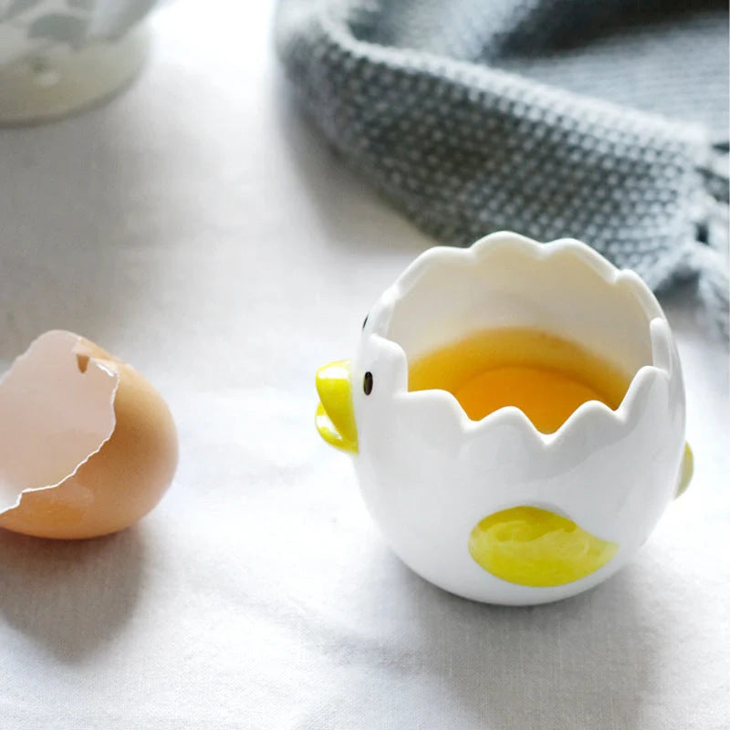 Hand-painted chicken ceramic egg white separator for kitchen use