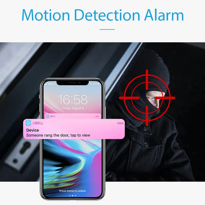 White wall-mounted network wireless camera with 1080p resolution for mobile phone remote monitoring