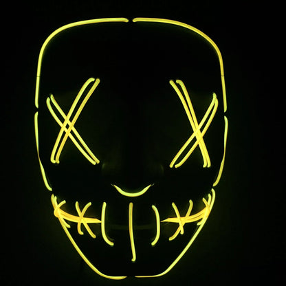 Halloween LED Glowing Full Face Mask in various colors with customizable lighting modes