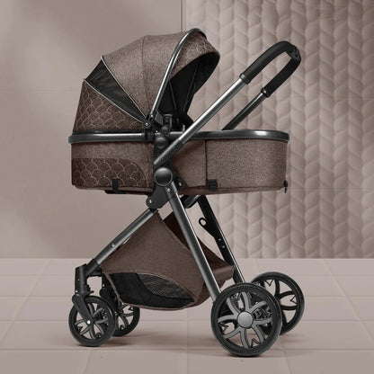 Lightweight folding baby stroller in black tube grey with shock absorbers, 32x60x71cm folded, for 0-3 years newborns