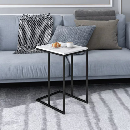 Modern small marble coffee table with metal frame in gold or black