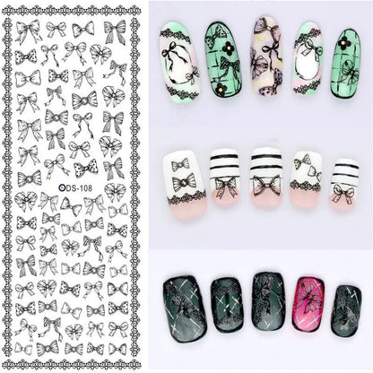 Watermark nail sticker decal sheet with transparent scratch-resistant film and colour options DS103 to DS125.