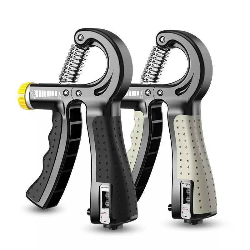 Adjustable counting grip strength device for hand and wrist training with 10-60kg resistance