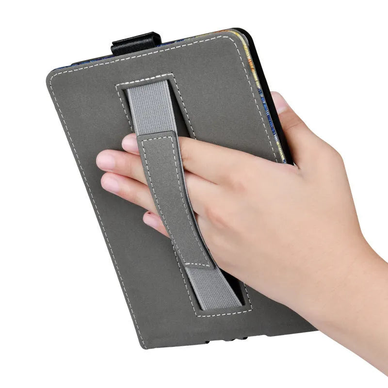 Handheld protective case for 6-inch e-reader in TPU with embossed bracket style, available in colours like black, grey, and designs such as Van Gogh starry sky.
