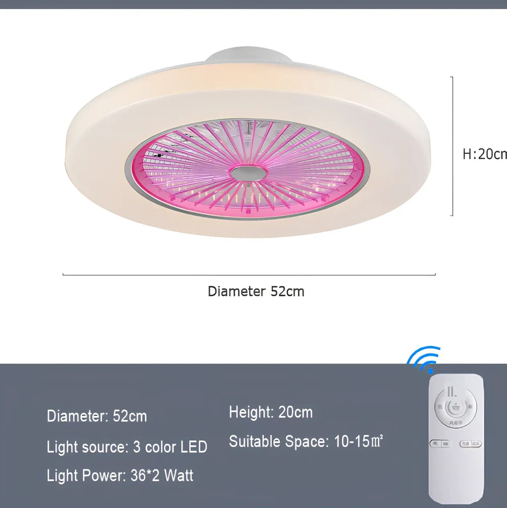 58cm ceiling fan with LED light and metal blades, remote control operation