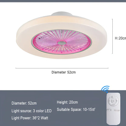 58cm ceiling fan with LED light and metal blades, remote control operation