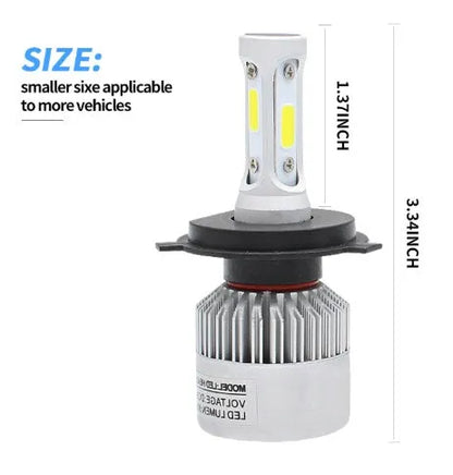 S2 car LED headlight bulbs with COB chip, 6500K white light, 8000LM, cooling fan and aviation aluminium 6063