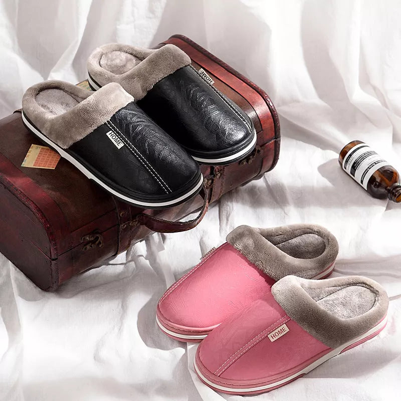 PU waterproof cotton slippers in various colors for men and women
