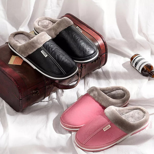 PU waterproof cotton slippers in various colors for men and women