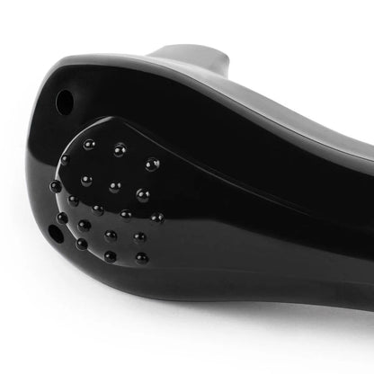 Black folding electric body hair removal shaver on a white background