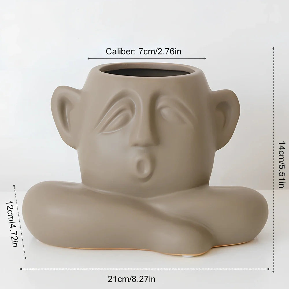 Handcrafted 25 cm ceramic vase with silk cloth drape and PVC base in three styles for home decoration