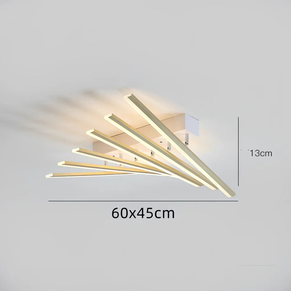 Modern ceramic ceiling light with six adjustable LED heads in black or gold finish, 50cm span