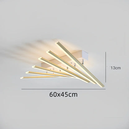 Modern ceramic ceiling light with six adjustable LED heads in black or gold finish, 50cm span