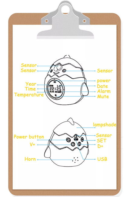 Smart alarm clock with anti-myopia feature and infrared sensing in blue and pink options