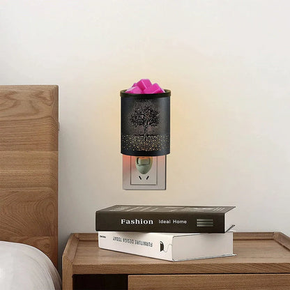 Metal wall-plug wax melt warmer with night light function in various patterns