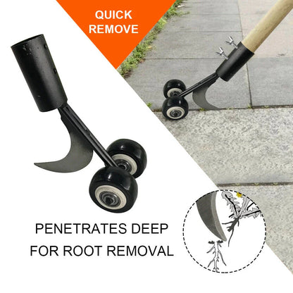 Versatile gardening tool with long prongs for easy weed removal and soil aeration in yards and lawns
