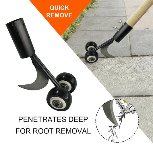 Versatile gardening tool with long prongs for easy weed removal and soil aeration in yards and lawns