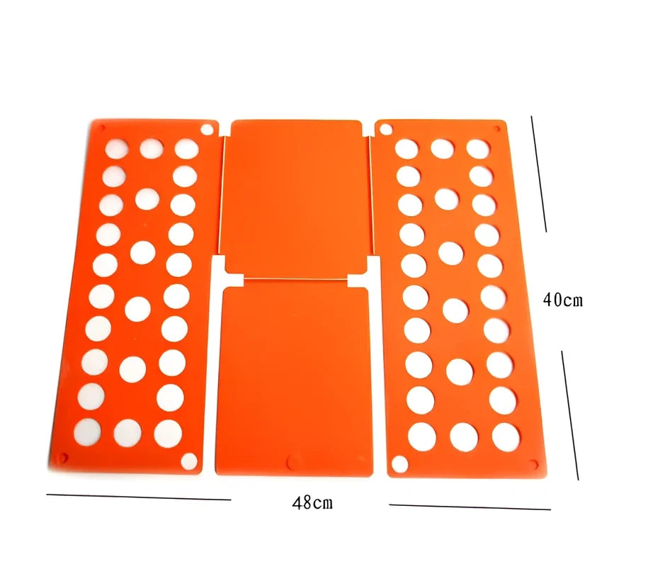 Adjustable clothes folding board showing 40x48cm and 68x57cm sizes with PP+PE construction