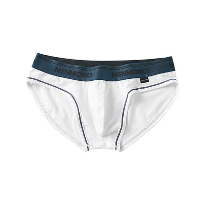Men's low waist cotton briefs in a two-tone colour option on a plain background