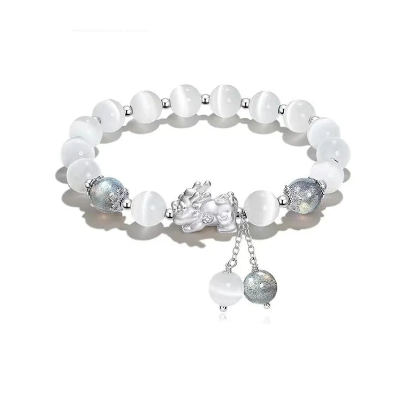 Handmade natural black agate couple bracelet with 10mm wave design and grey colour options