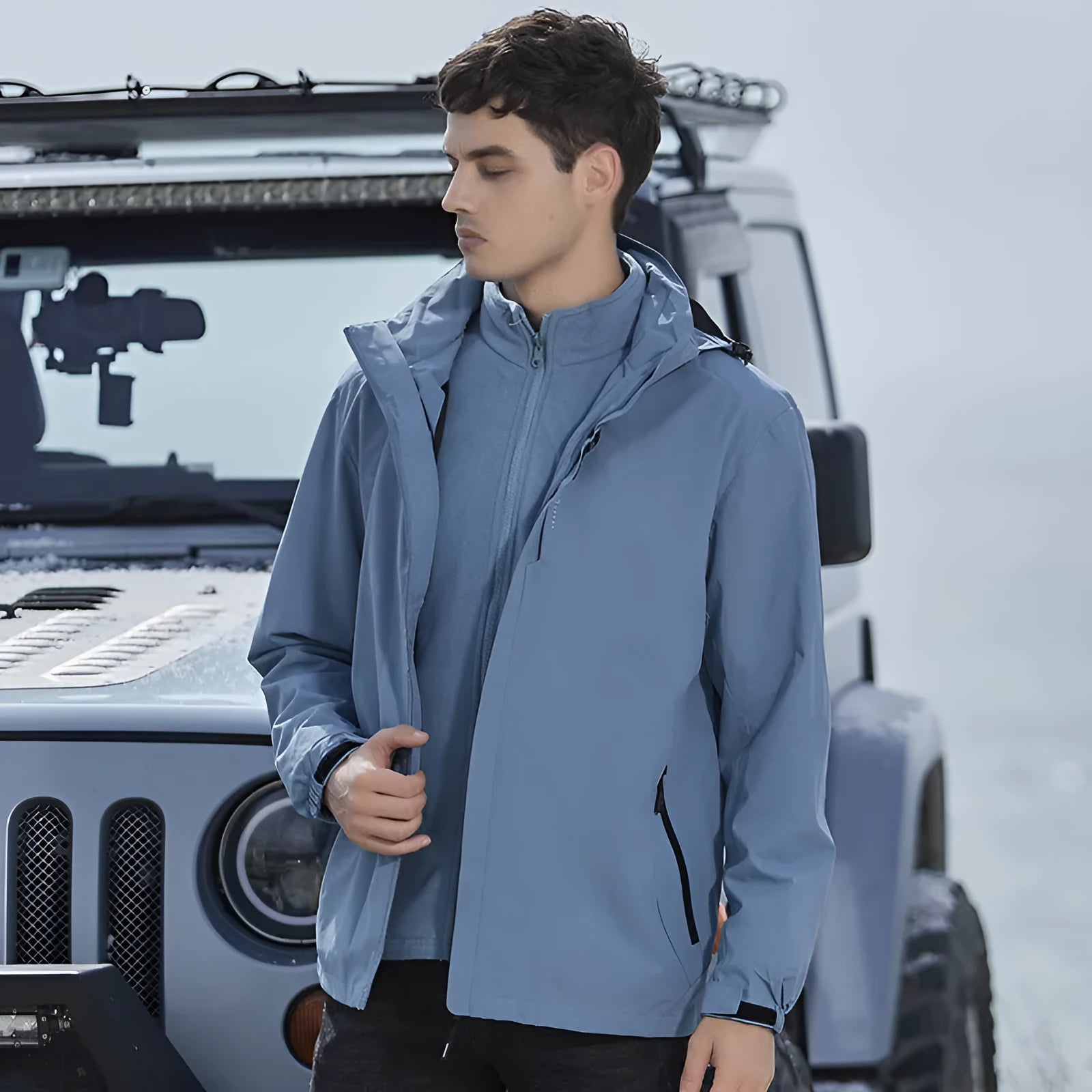 Three-in-one removable mountaineering suit in fluorescent colours for outdoor sports