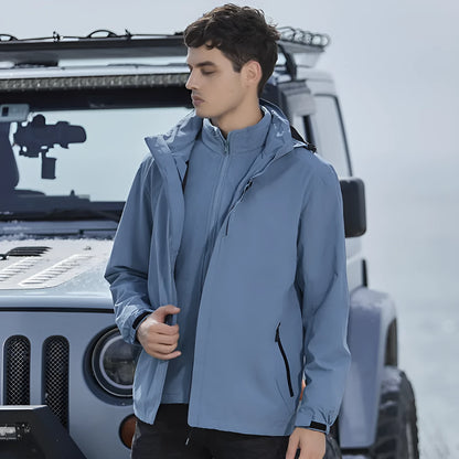 Three-in-one removable mountaineering suit in fluorescent colours for outdoor sports
