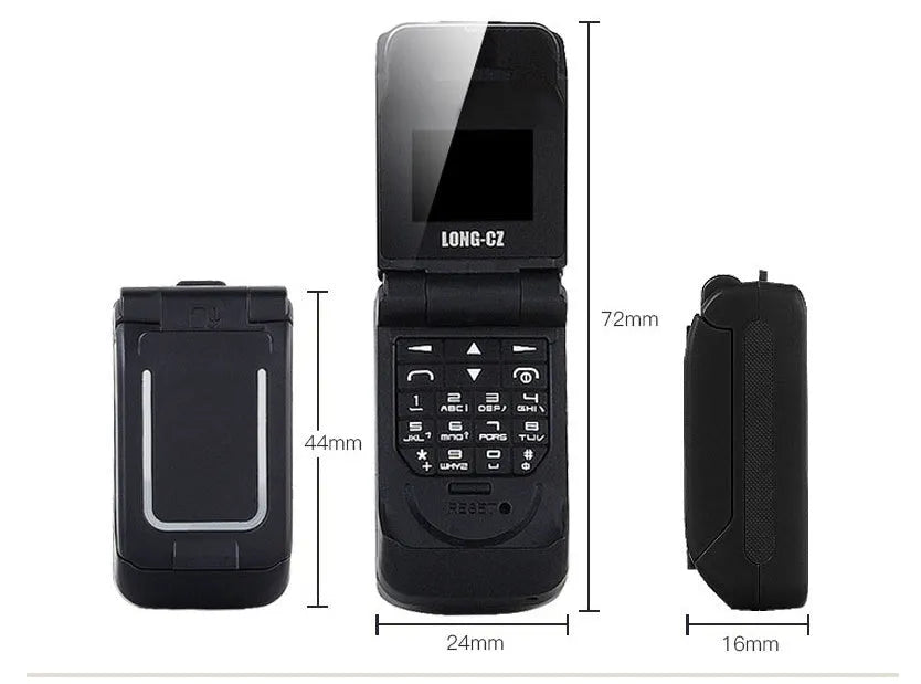 Mini flip mobile phone in six colour options with flip cover closed