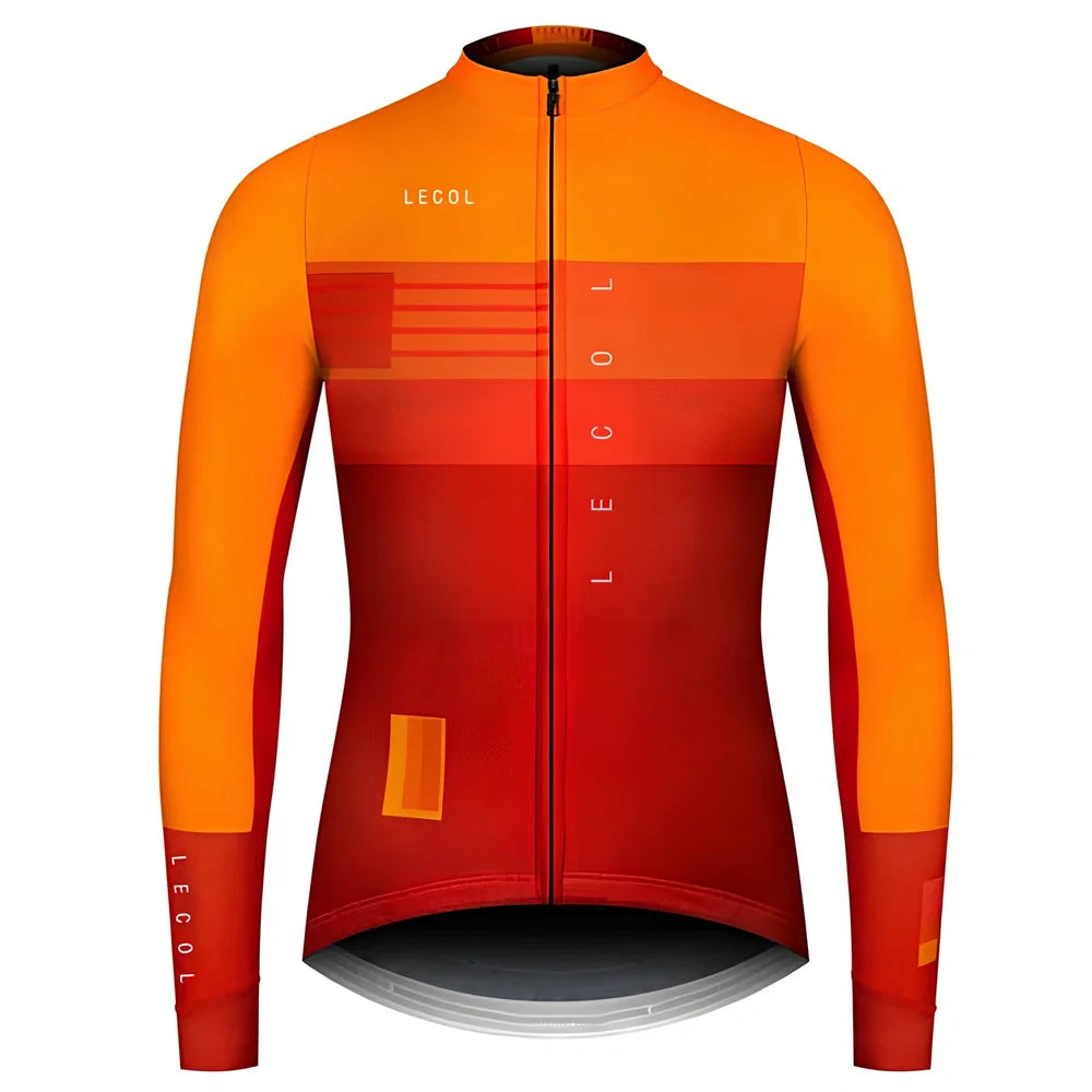 Autumn full sleeve cycling jersey for men with moisture-wicking fabric and ergonomic cycling cut