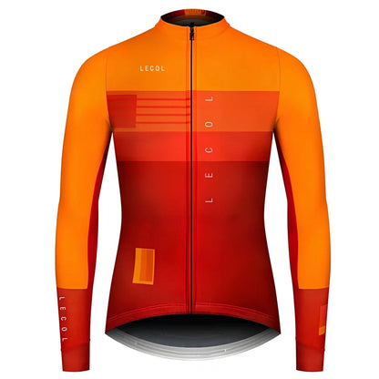 Autumn full sleeve cycling jersey for men with moisture-wicking fabric and ergonomic cycling cut