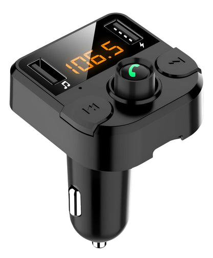 Black car MP3 Bluetooth player with 1.1-inch display for cigarette lighter installation