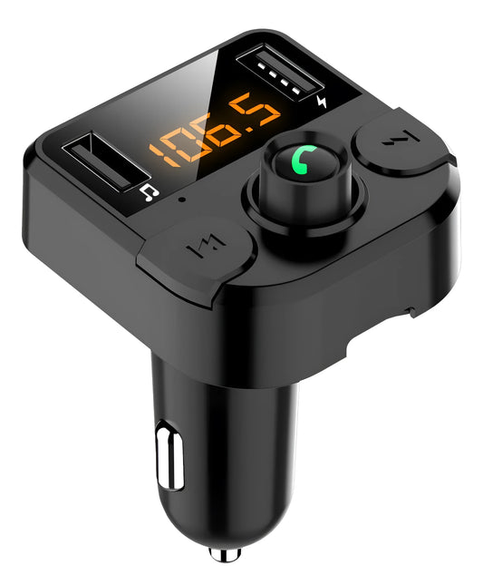 Black car MP3 Bluetooth player with 1.1-inch display for cigarette lighter installation