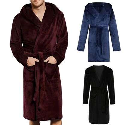 Nylon hooded bathrobe with velvet lining in multiple colours and sizes with belt closure