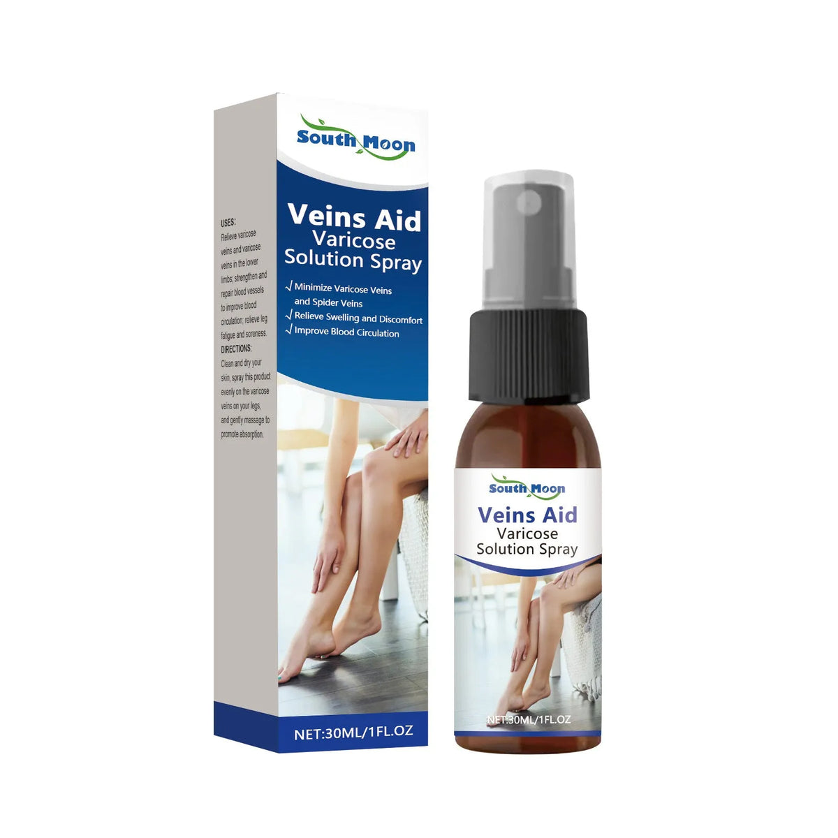30ml leg care spray bottle with menthol, ginger and horse chestnut for massage treatment