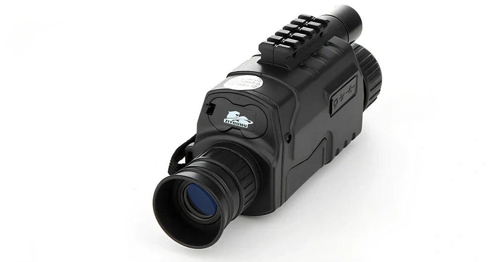 Black infrared monocular with 500m night vision range and 5x magnification for dark conditions