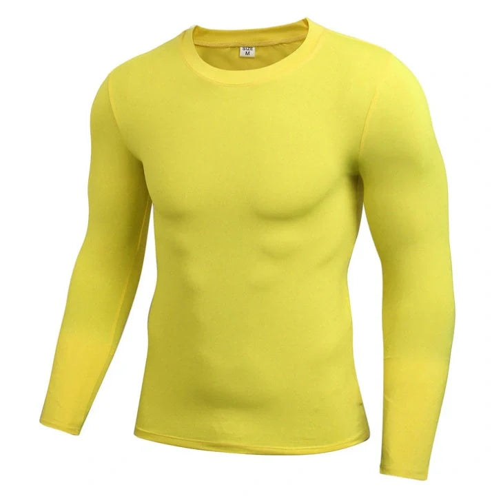 Men's quick-dry compression long sleeve top for enhanced workout performance