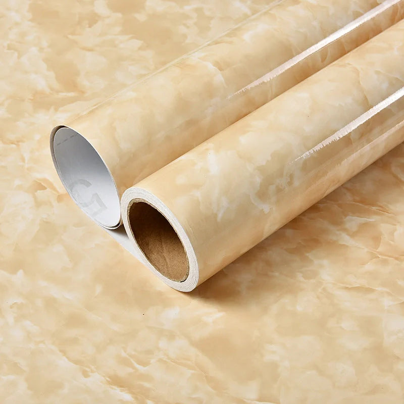 Premium peel-and-stick marble-look wall panels in various colors and sizes for kitchen and bathroom renovations