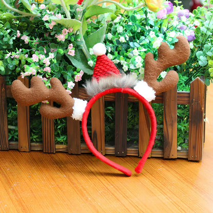 Adjustable Christmas headband with plastic buckle and flannel lining in festive designs