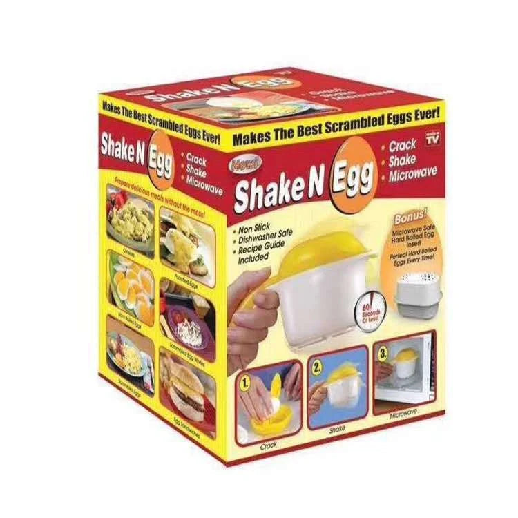 Microwave Egg Boiler in white and yellow color, compact and lightweight for easy egg cooking