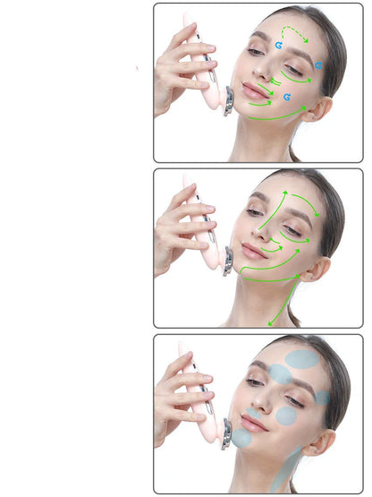 Pink and white facial massager for deep pore cleansing and skin rejuvenation with light therapy