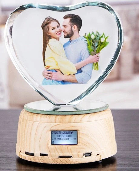 Personalized crystal photo night lamp with Bluetooth and color-changing features