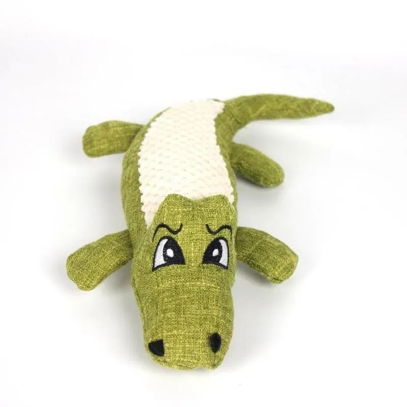 Blue, green, and red corn grid plush pet toy with squeaker for cats and dogs.
