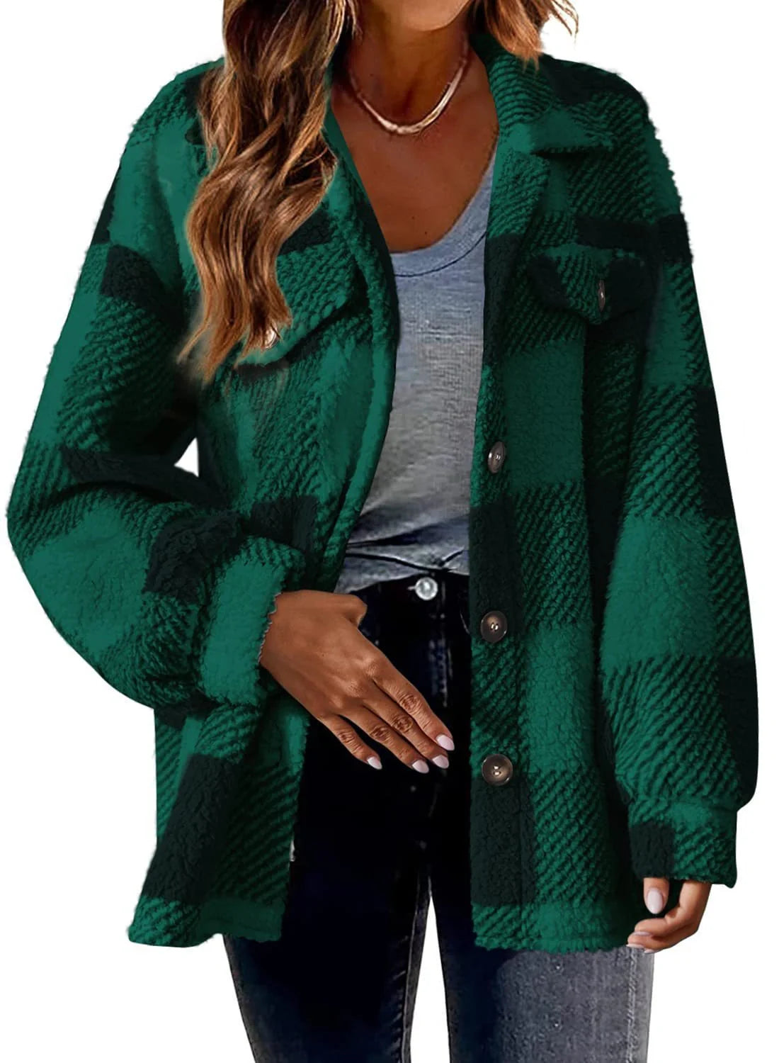 Cozy, plush women's jacket with stylish striped pattern in a variety of color options