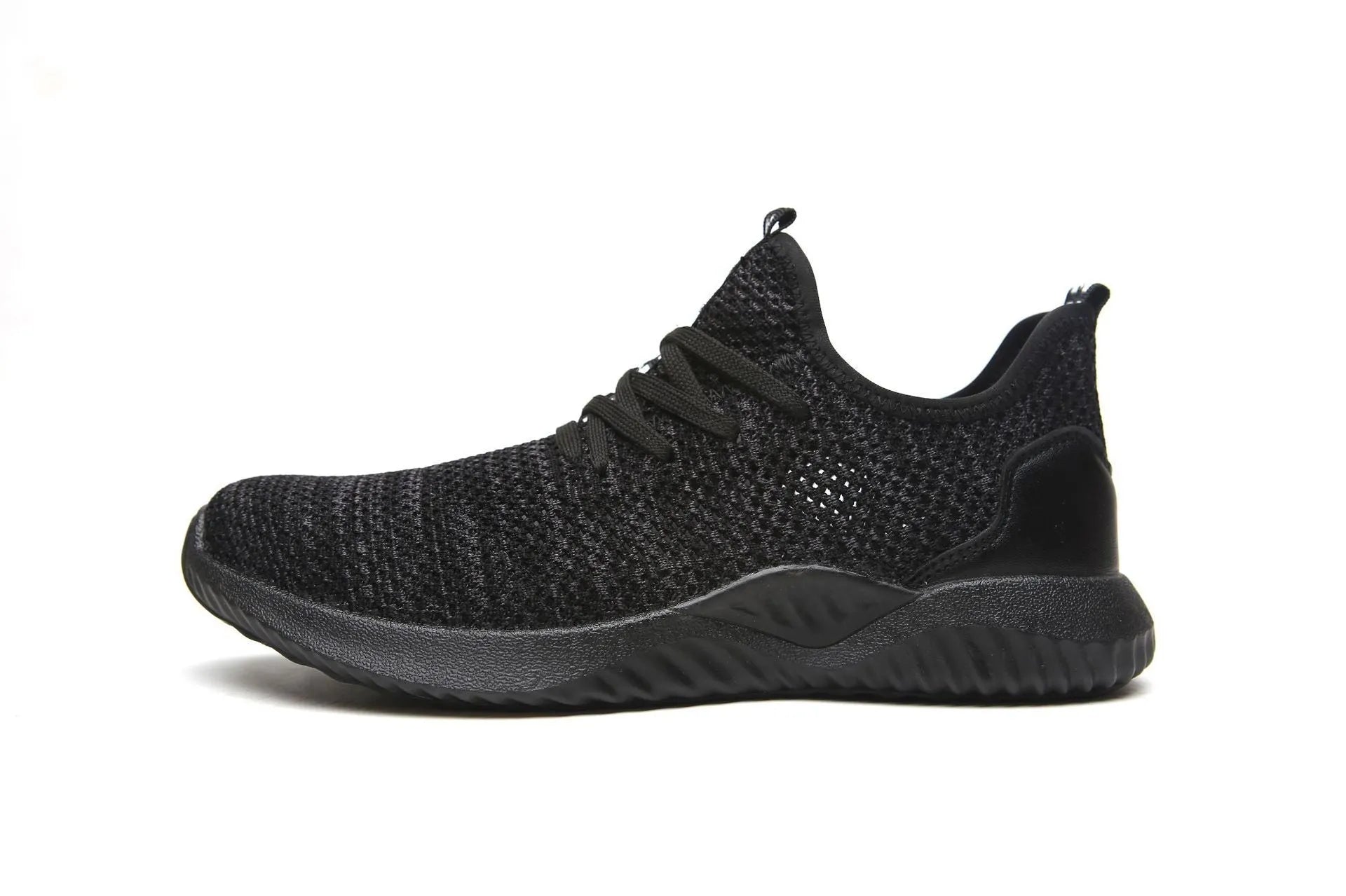 Steel toe cap safety shoes in black with EVA sole for shock absorption and anti-static features