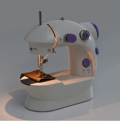 Mini electric household sewing machine with compact 20cm design and included thread cutter