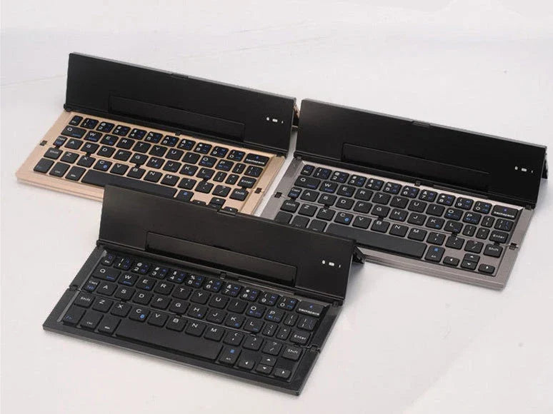 Foldable wireless Bluetooth keyboard with premium metal and ABS construction for seamless mobile productivity